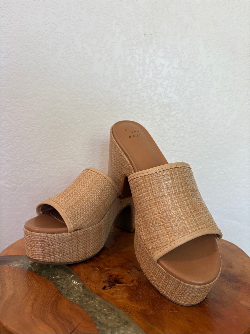 Target Natural Woven Platform Slide Sandals - Tan